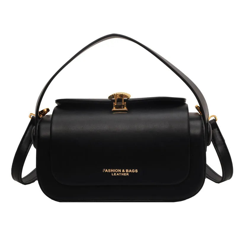 Women's personalised shoulder messenger bag in PU leather showing letter detailing and casual stitching