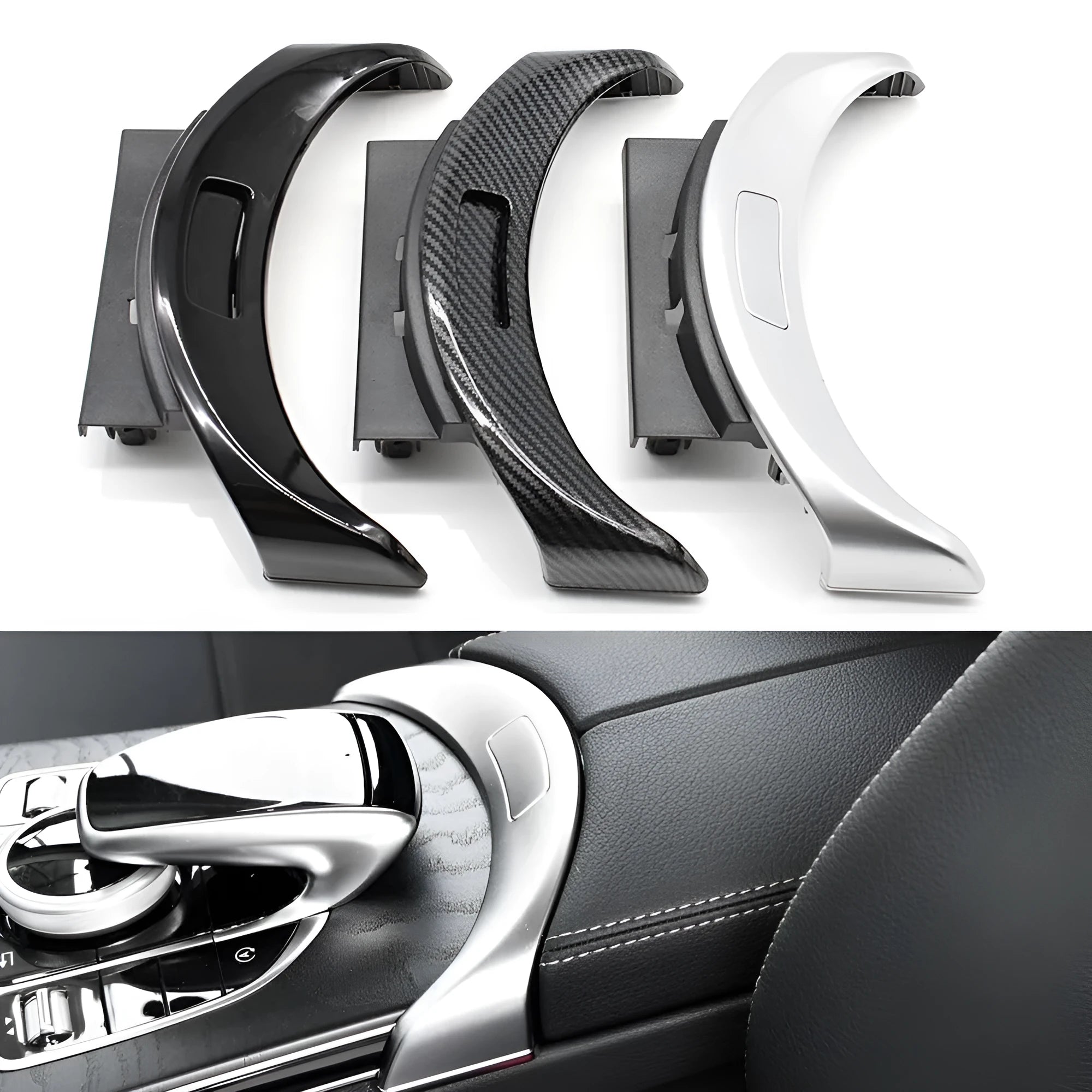 Mercedes-Benz C-Class and GLC armrest box button panel with electroplated finish in three colour options
