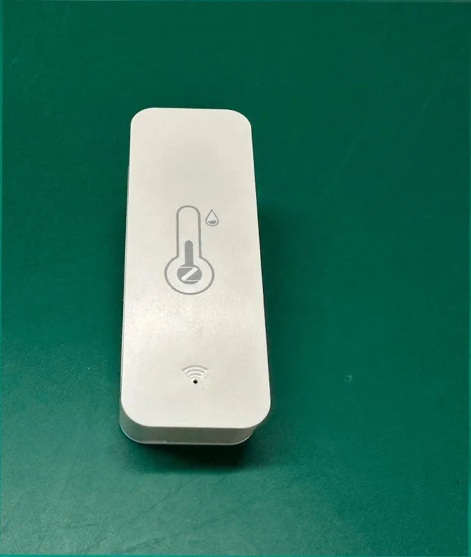 White WiFi temperature humidity sensor with Zigbee Tuya connectivity for smart home monitoring