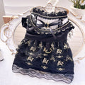 Golden gothic-style princess skirt for a small dog or cat on a mannequin.