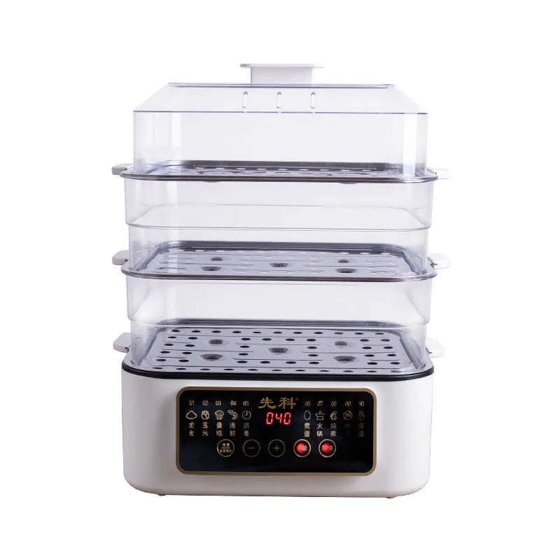 28L electric kitchen steamer with stainless steel racking and cooking integration function