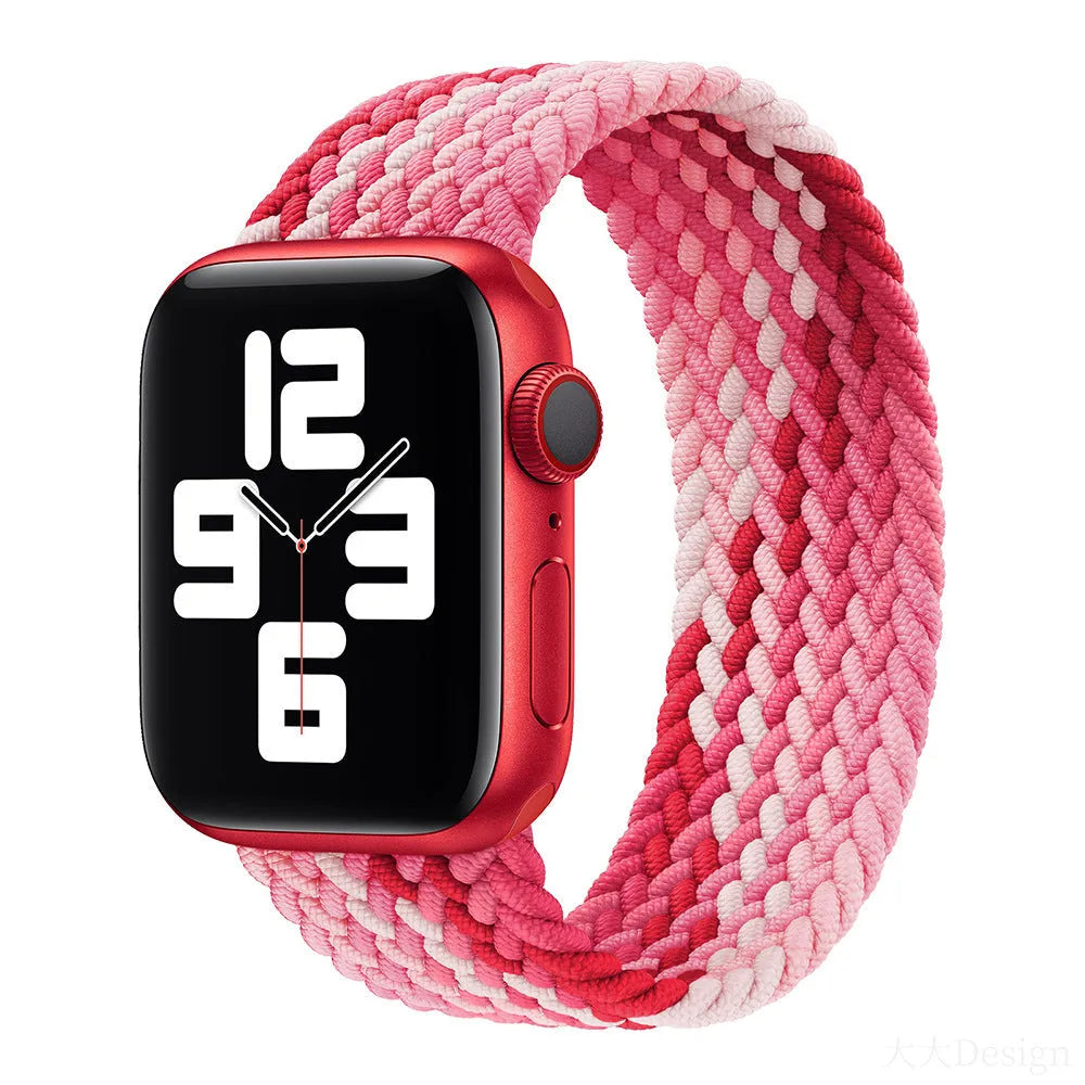 Elastic braided nylon watch strap in rainbow colours for Apple Watch 38mm to 45mm