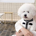 Korean style pearl collar sweater for small dogs in white and black colour options