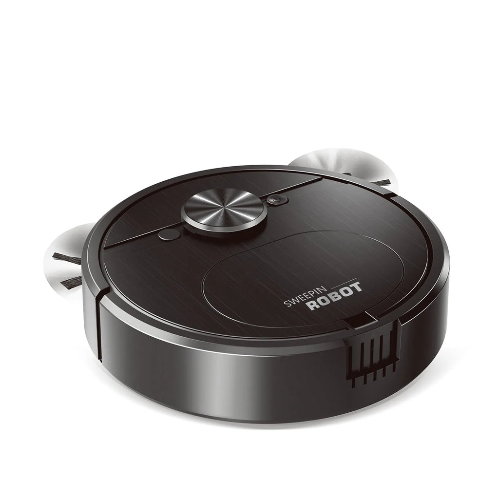 Black or white robot vacuum cleaner and mop with USB charging cable and accessories