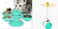 Cat rotating windmill multi-function toy with suction base and luminous ball in blue turntable colour