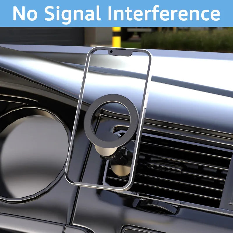 Black car air vent magnetic phone holder with O-ring bracket for mobile phones up to 6.8 inches