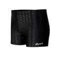 Men's solid colour polyester swimming trunks for beach surfing and swimming, shown in larger sizes.