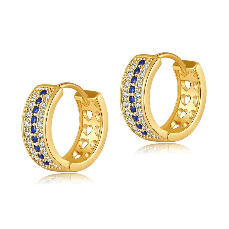 Geometric round women's drop earrings with gold electroplated finish on copper.