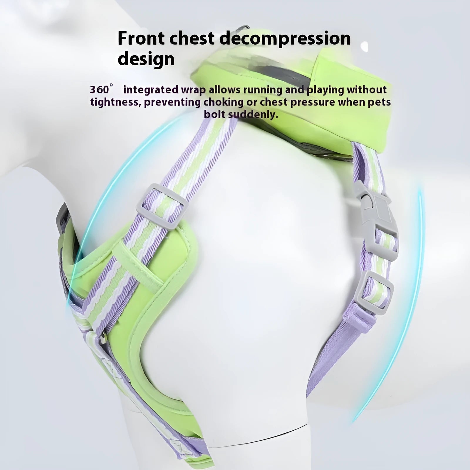 Explosion-proof anti-strangulation pet harness in Oxford cloth with reflective strips and 1.5m rope