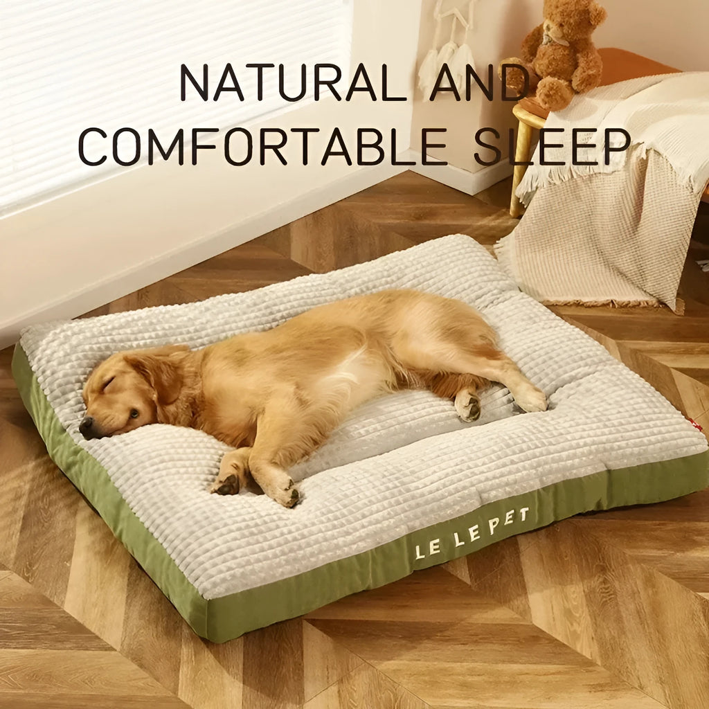 Warm fleece dog bed with detachable blanket in coffee colour