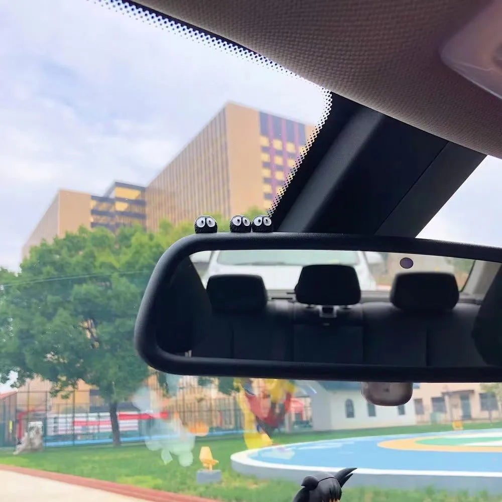 Black resin coal briquette car dashboard ornament with traceless mounting tape