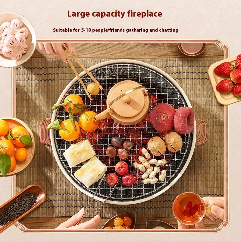 Modern portable indoor charcoal stove with grill rack for tea cooking