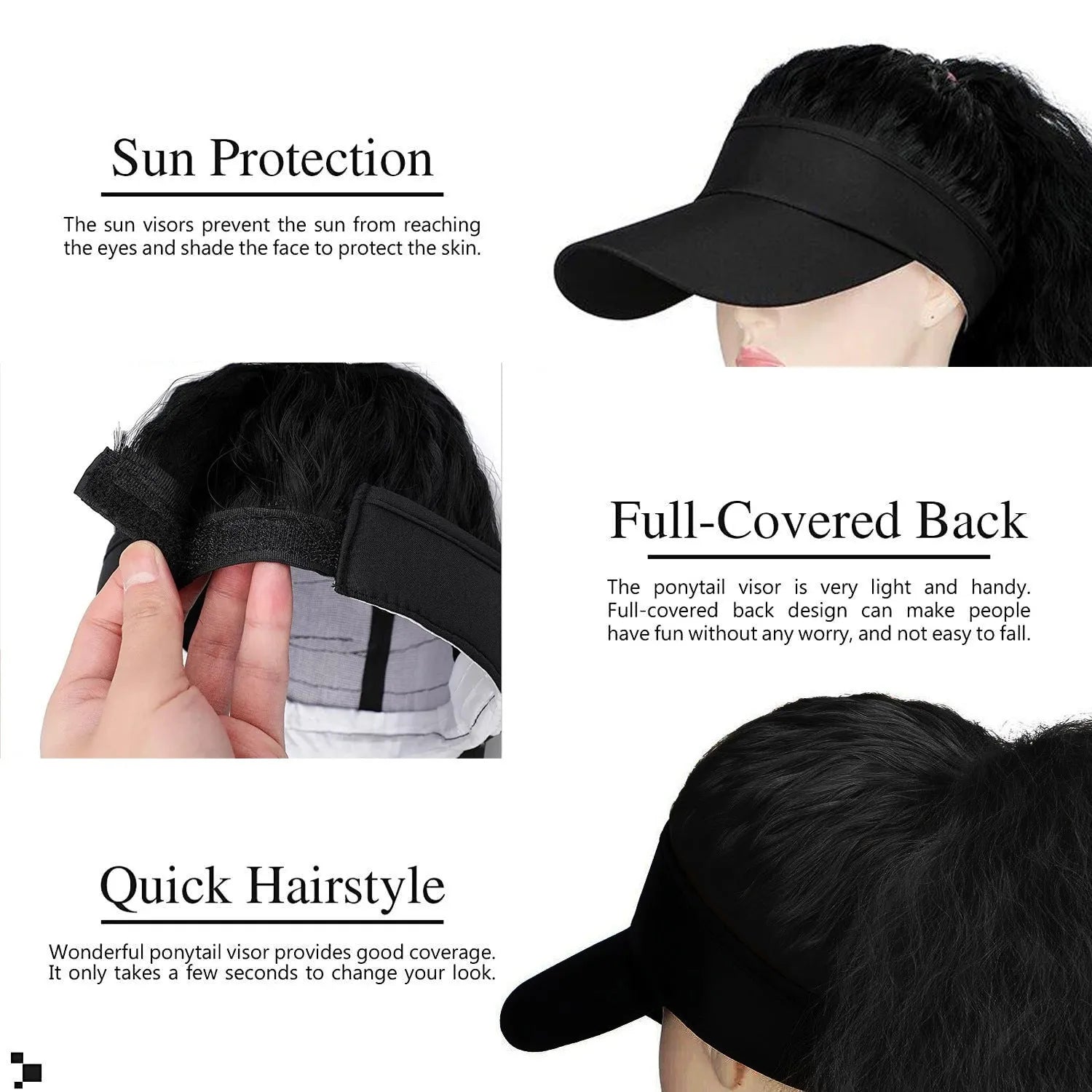 Women's short wavy roll hooded wig in domestic silk hair material showing horse tail waves style