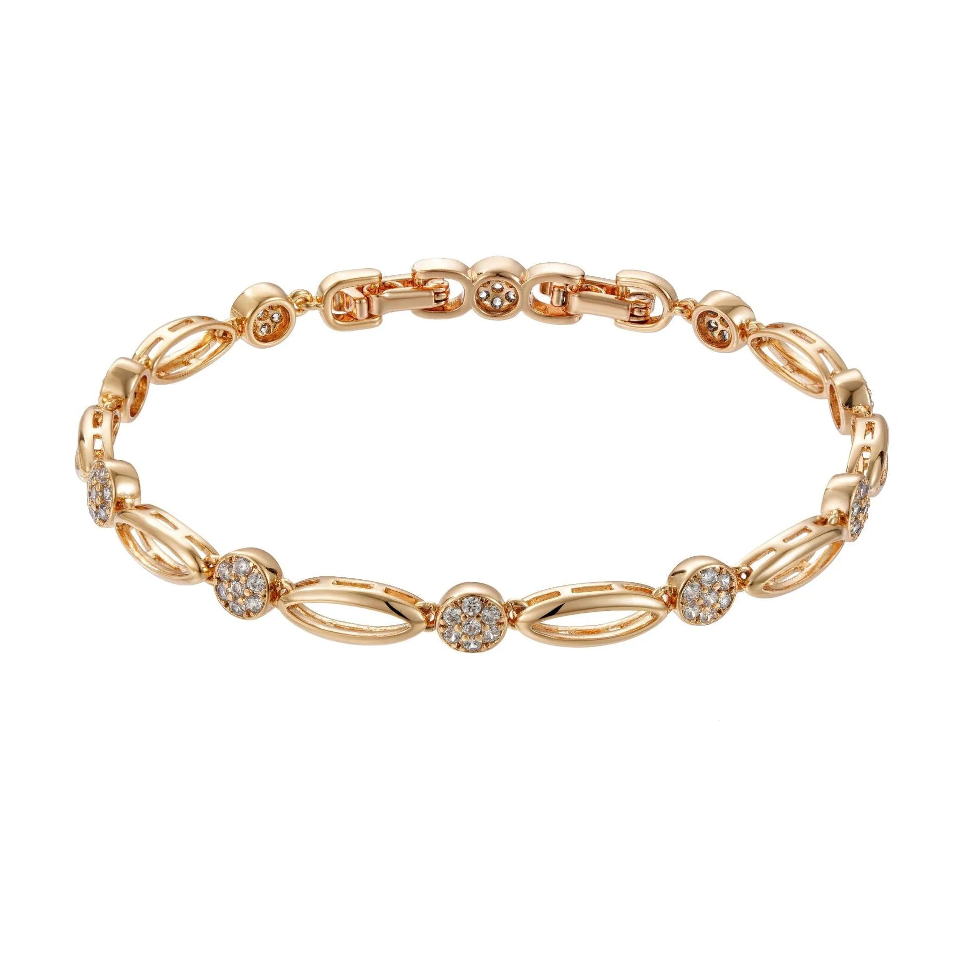 Golden hollow carved copper bracelet with U-shaped design for women