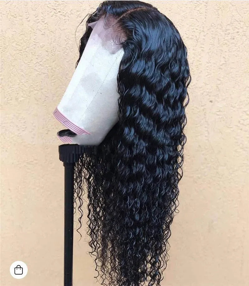 Long curly front lace wig for ladies, matte chemical fibre, 13x3.5cm lace range, 150% density, 10-28 inch lengths