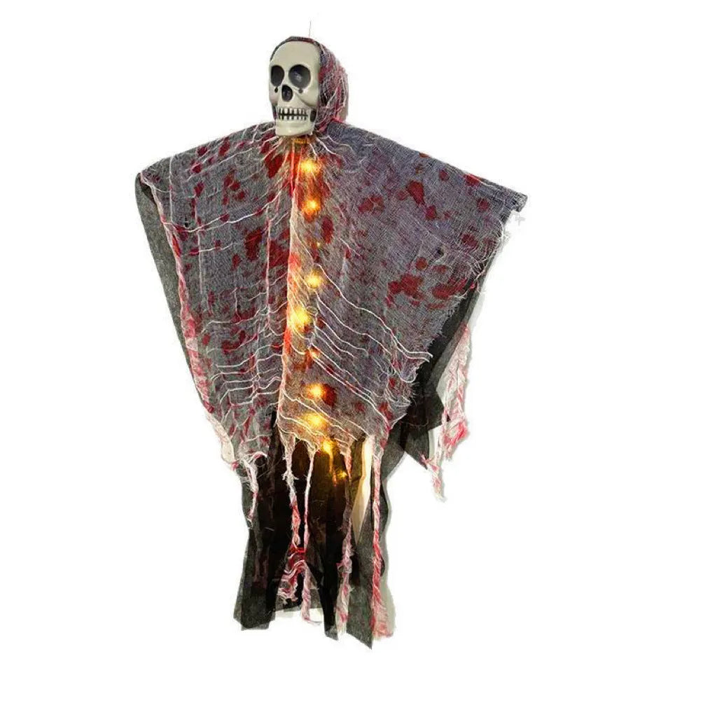 Blood-dyed luminous skull hanging ghost Halloween plastic decoration for outdoor display