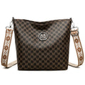 PU leather retro dumpling-shaped shoulder bag in black, brown and white colours with sandwich pocket design