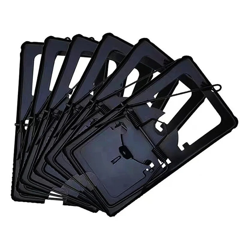 Automatic mouse trap shown in small, medium, and large sizes with metal and plastic colour options.