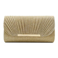 Women's hardware edge fine pink pattern PU clutch bag on a flat surface