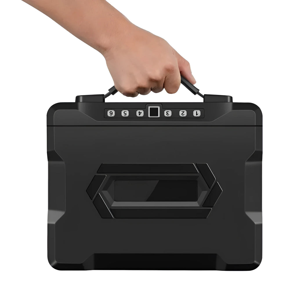 L12 Mechanical 6500G portable steel password safe with combination dial.