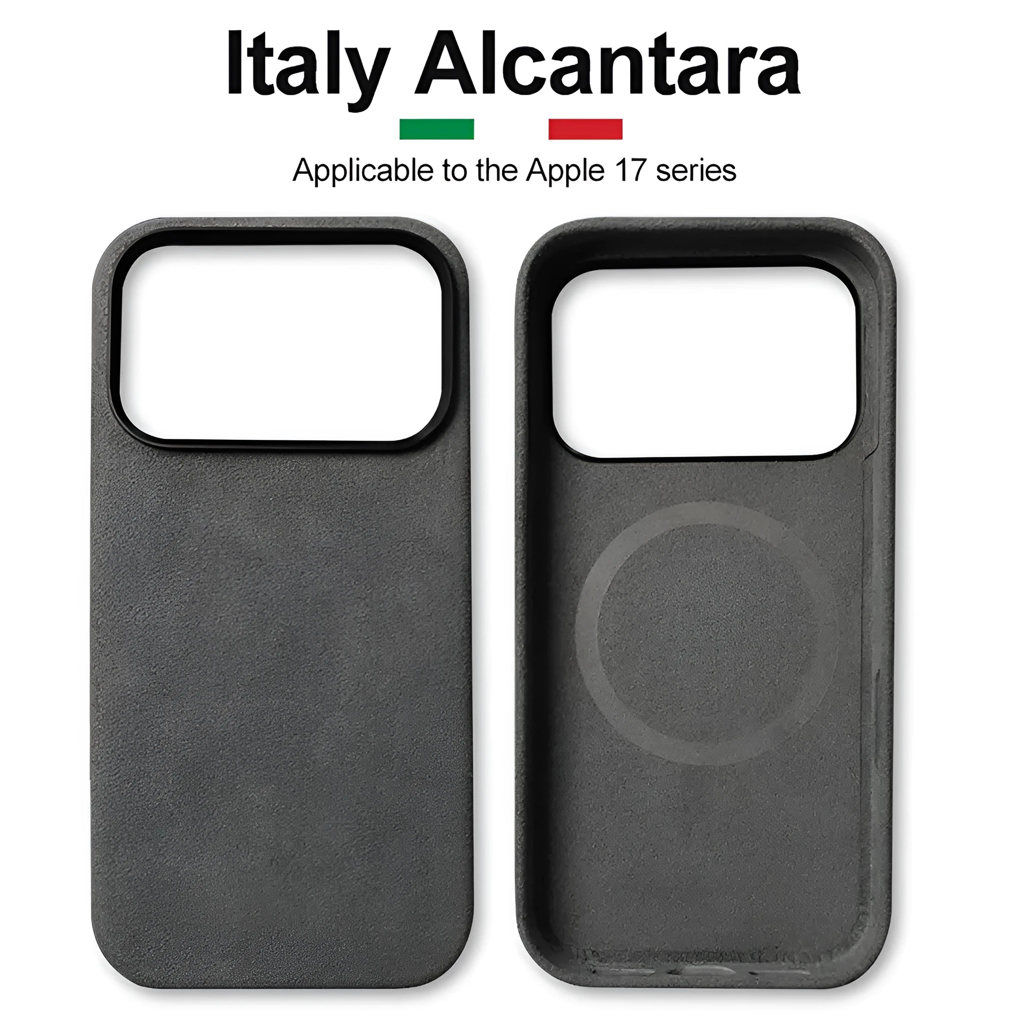 Alcantara magnetic shockproof phone case for iPhone 17 Pro Max Air in dark gray colour