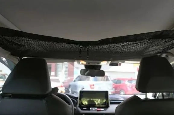 Black hanging car storage bag with double-layer mesh top, non-woven fabric, 60x80cm drawstring version