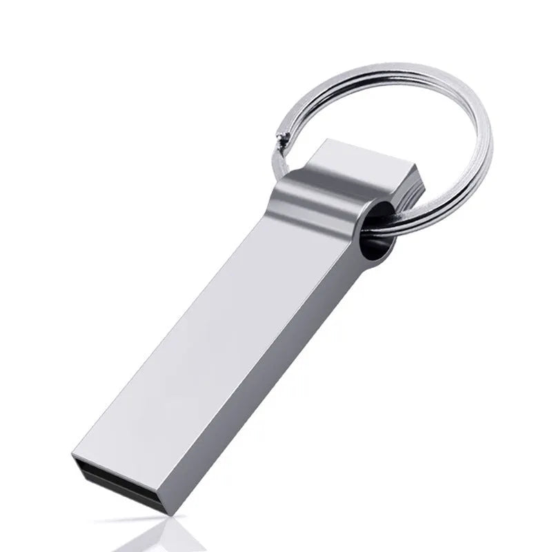 32GB USB 2.0 silver metal flash drive with necklace design and write protection switch