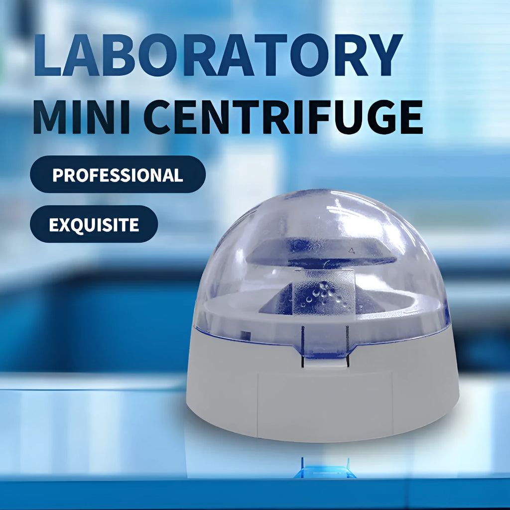 Mini laboratory centrifuge with compact design measuring 157mm wide by 170mm high