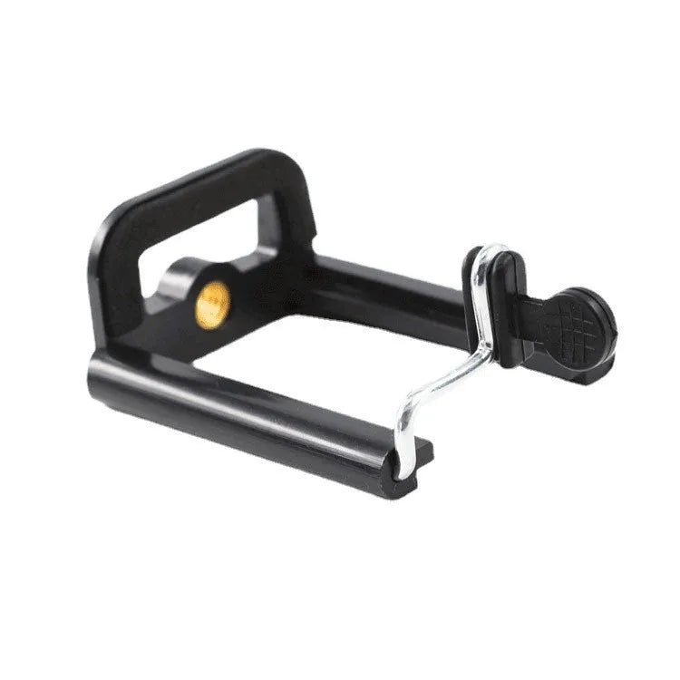 Black plastic U-clip mobile phone hose bracket for mounting phones on tubes and poles