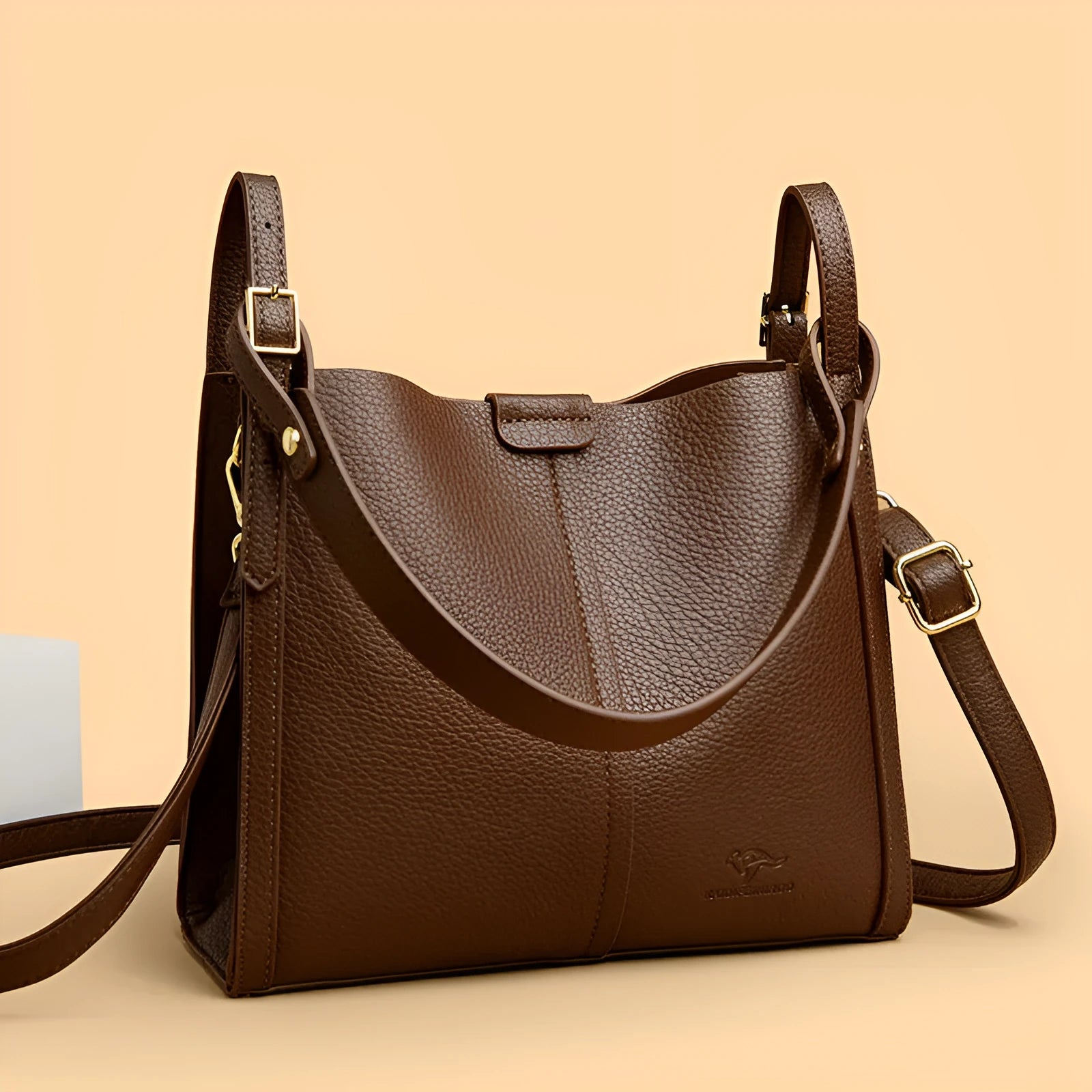 Soft PU retro shoulder bag in vertical square shape with internal organiser compartments in selected colour