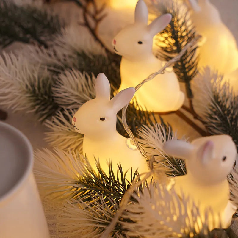 Easter plastic egg lamp string with 10 warm white lights on 1.5m wire, Cross or Smile style