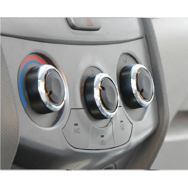 Three black aluminium alloy air conditioning control knobs for Chevrolet LeFeng and LeChi dashboard replacement