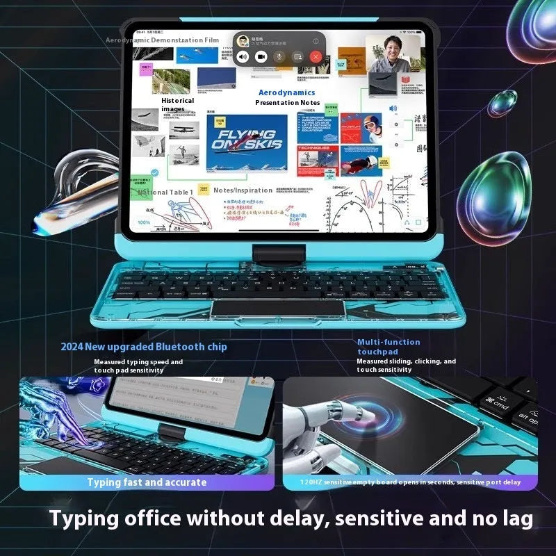 Blue Miaocontrol protective case for 13-inch iPad tablet with keyboard