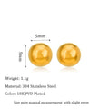 Titanium steel 18K gold electroplated ball stud earrings in round geometric design on white background.