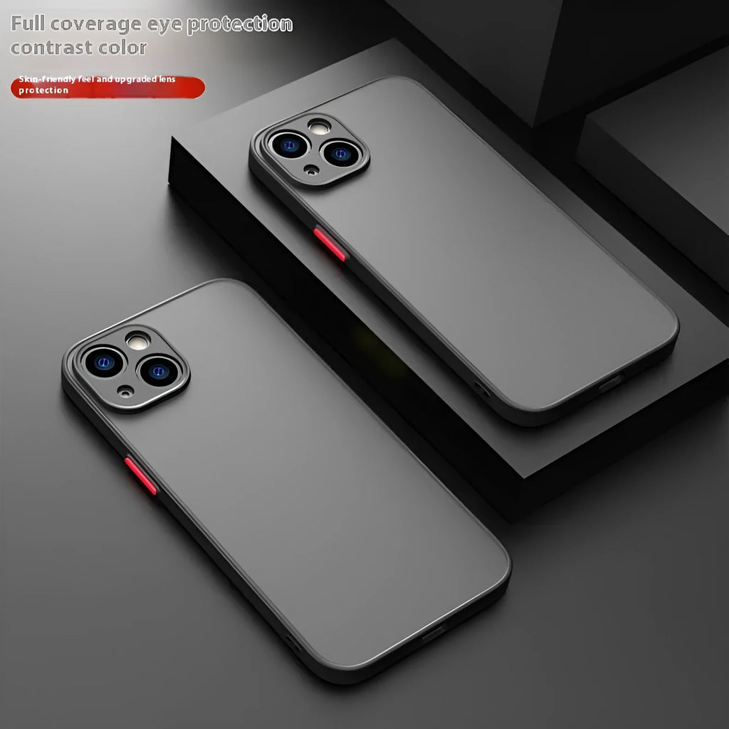 Frosted contrast color plastic silicone phone case for iPhone with fine hole all-inclusive coverage