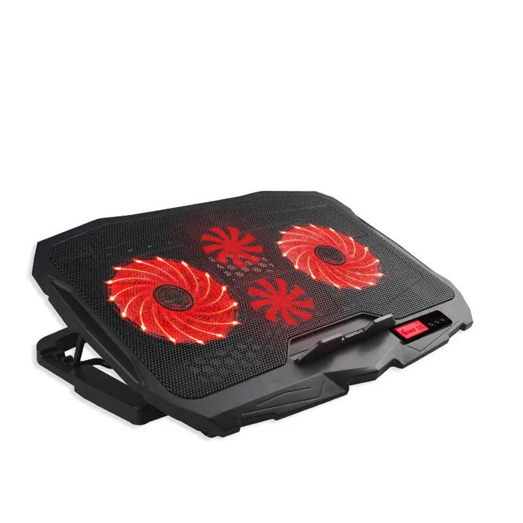 Black universal laptop cooling pad with copper heat pipes and dual USB ports