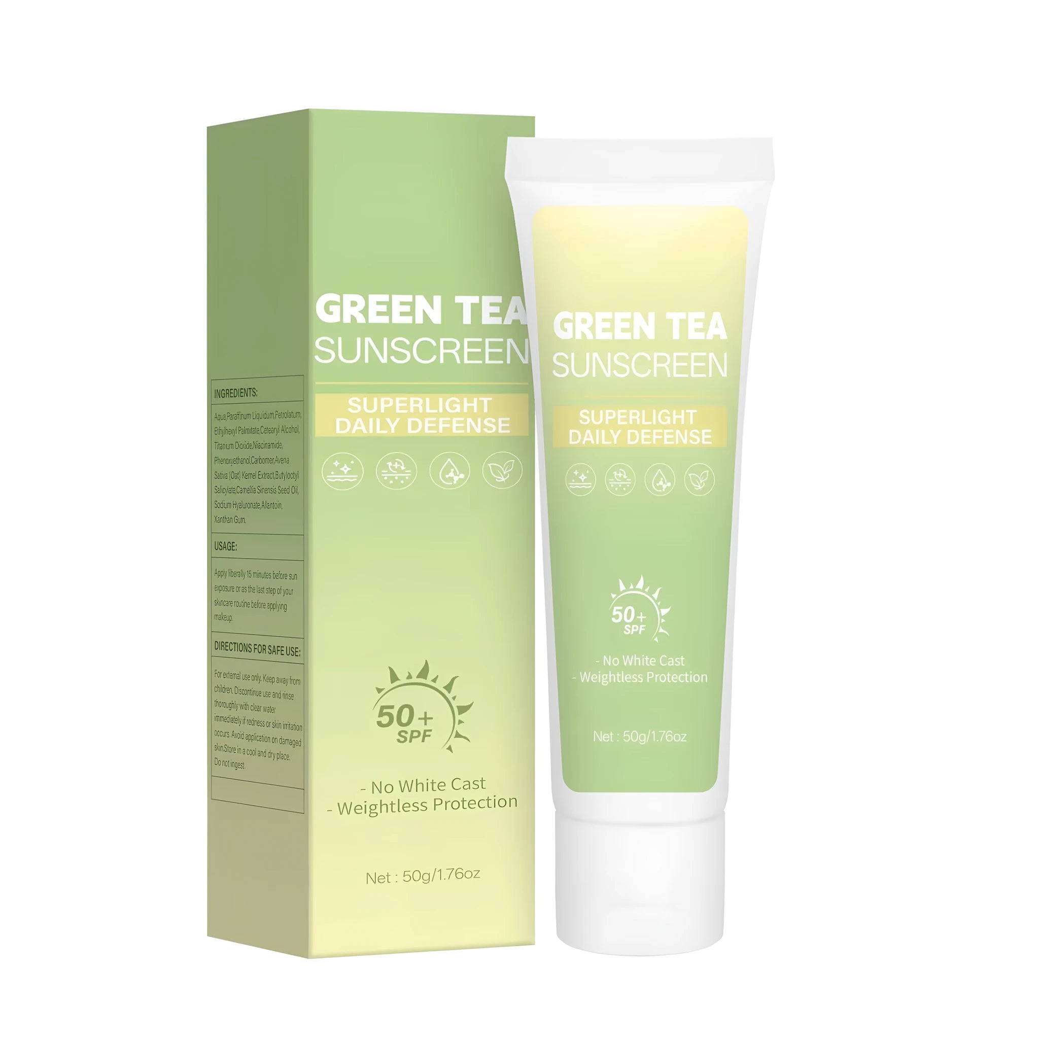 30ml green tea sunscreen protective cream container with specification FP-E017