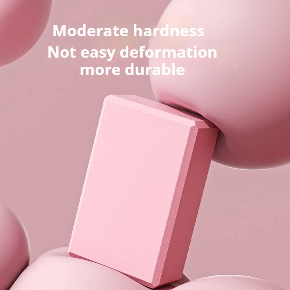 EVA foam yoga blocks in blue pink purple rose colours with grip ridges
