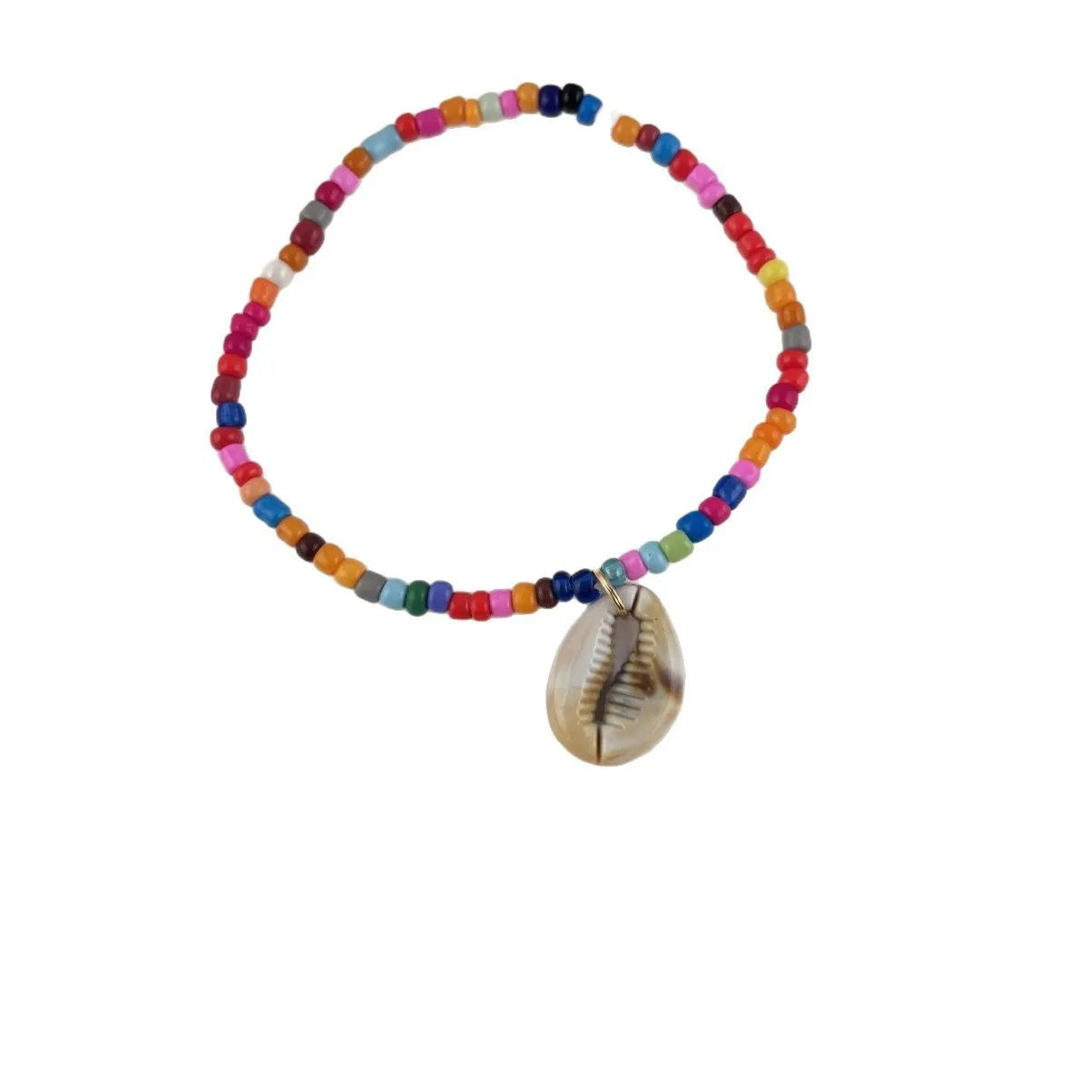 Handmade acrylic rice bead elastic bracelet in doll shape with flower detail, available in multiple colours