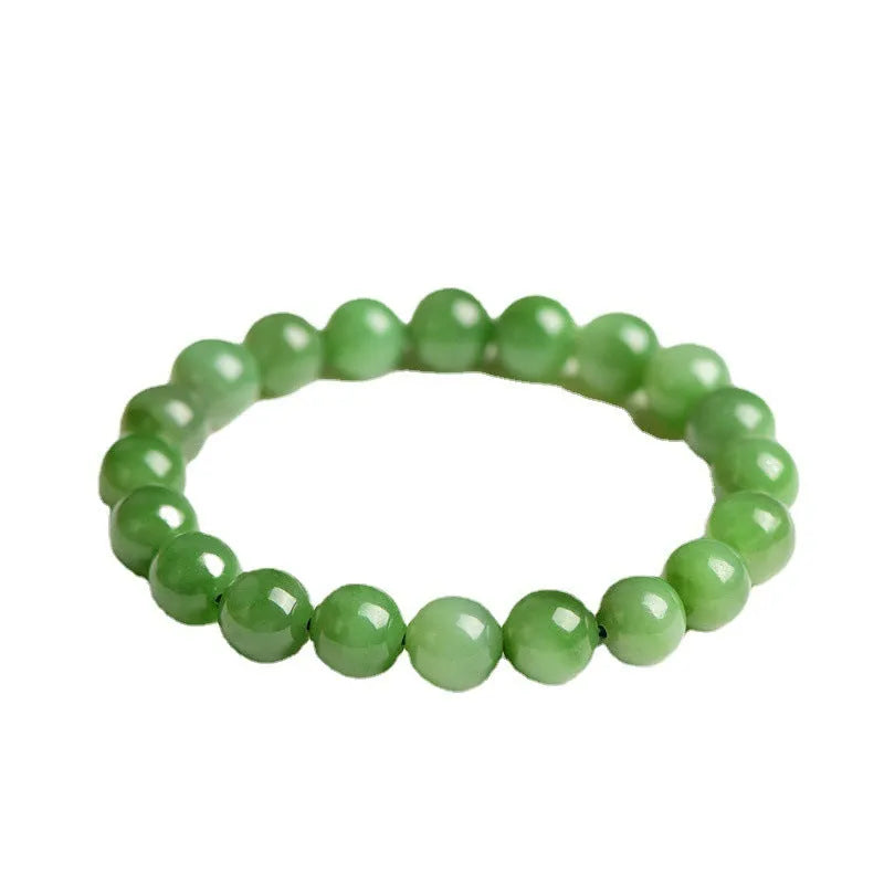 Natural jasper ball bracelet with polished Hetian jade beads in multiple size options