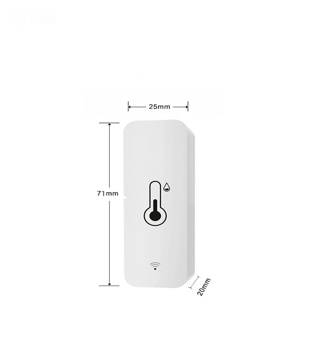 White WiFi temperature humidity sensor with Zigbee Tuya connectivity for smart home monitoring