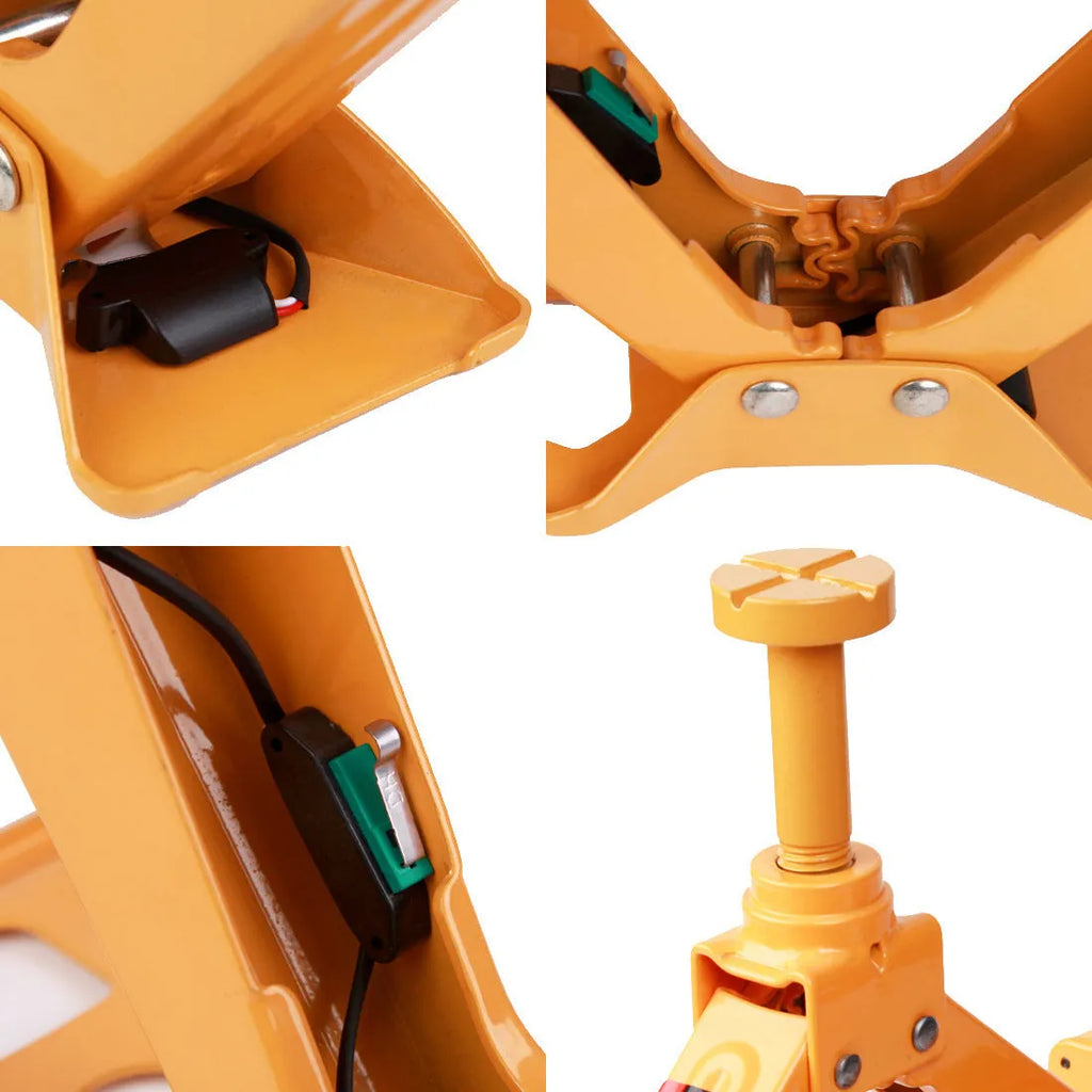Yellow electric car jack set with electric wrench for vehicle maintenance