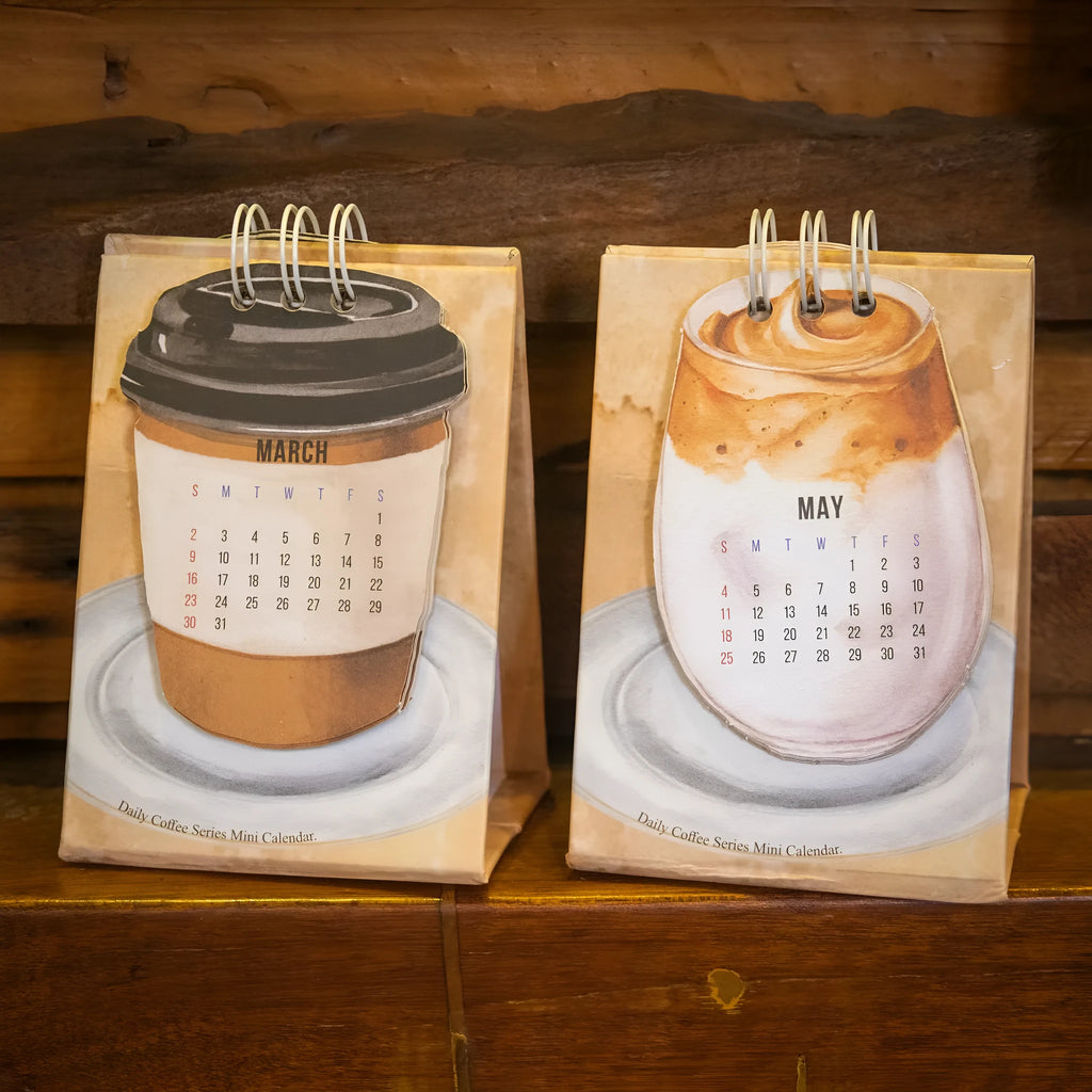 Coffee Time 2025 mini desk calendar with daily coffee design pages