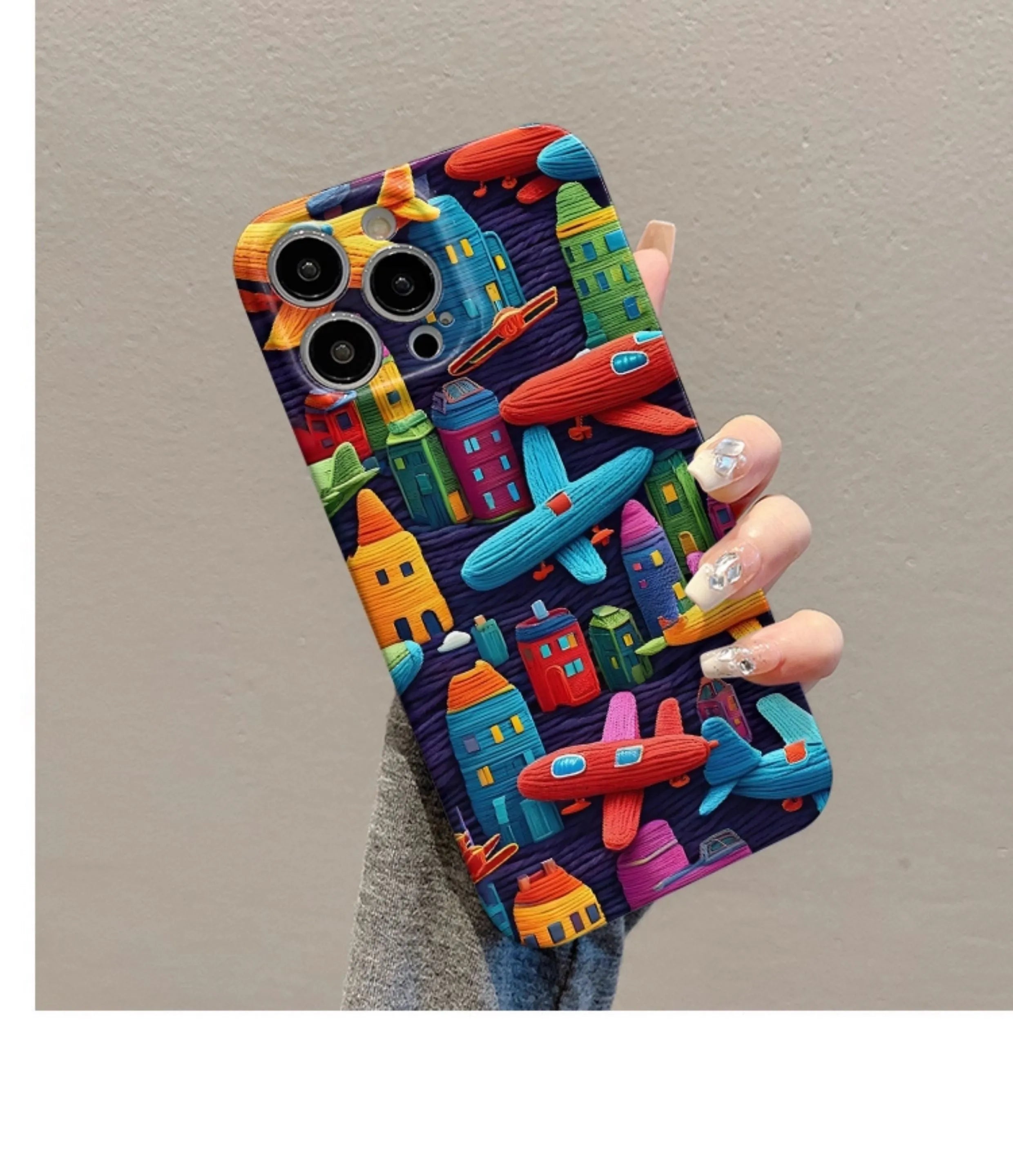 Oil painting minimalist airplane print TPU phone case back cover with fall protection for iPhone