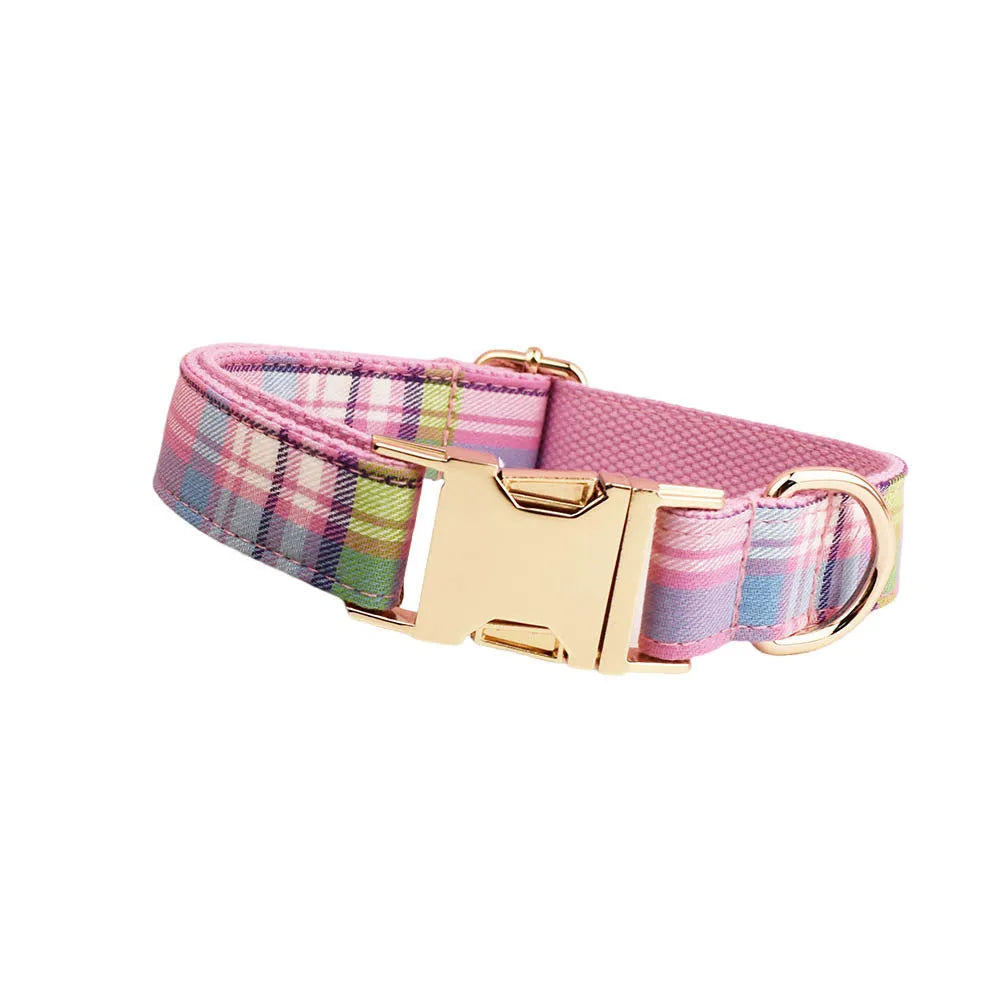 Qicaigei cloth dog collar and leash set with matching vest and bow accessories