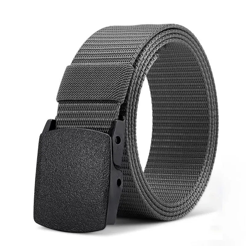 Nylon men's tactical belt with plastic buckle in army green, 120cm length, regular width