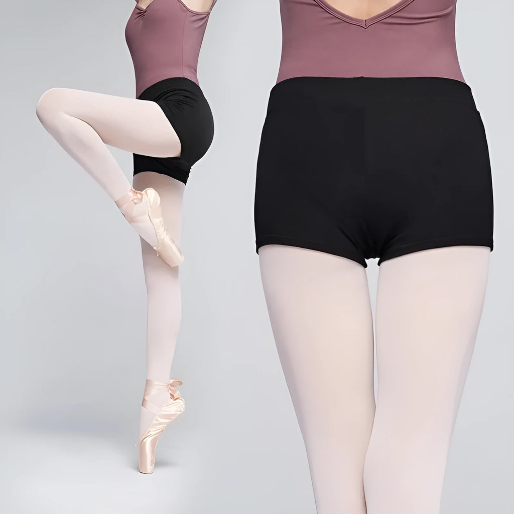 Black solid colour cotton dance pants for women's ballet practice and fitness exercise.