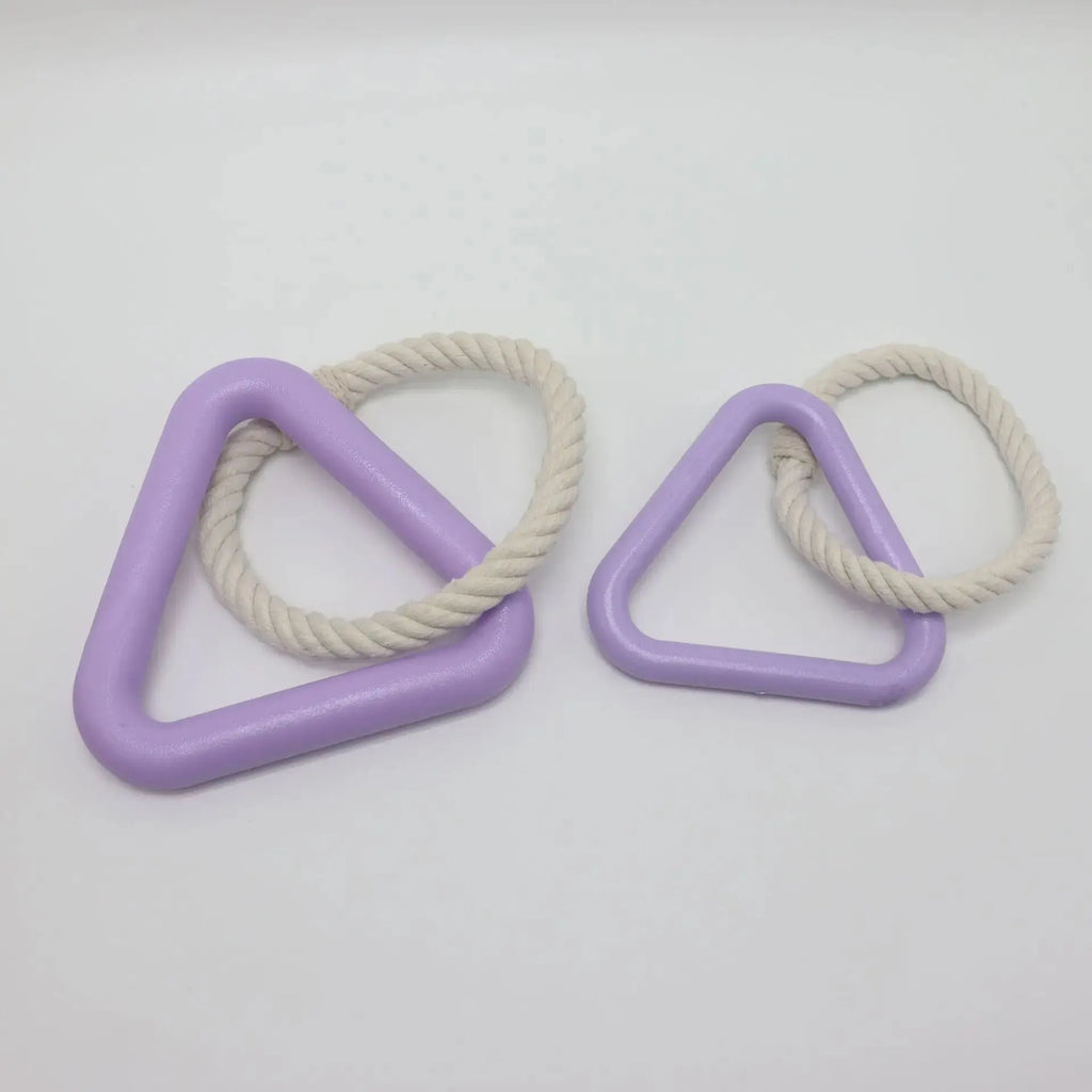 Large triangular pet pull ring toy in cotton rope available in three colours