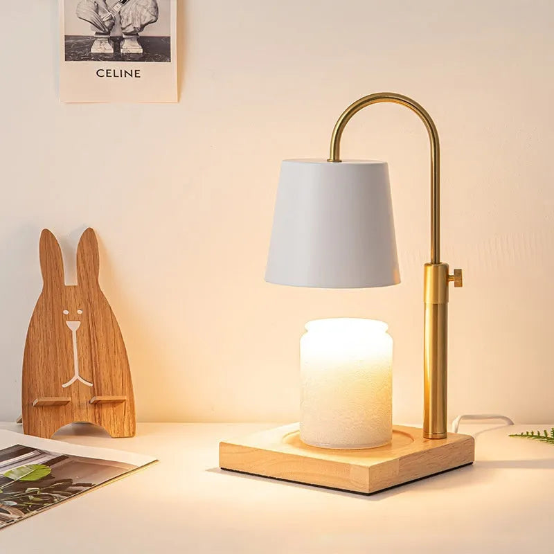 Modern simplicity fragrance lamp with pen holder white and log bottom, melting candle light effect