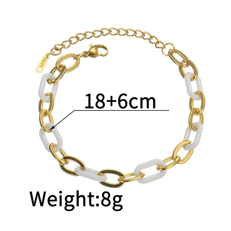Women's stainless steel heart bracelet with double layers and electroplated resin finish
